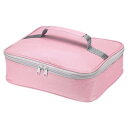 PATIKIL 31 x 24.5 x 7 cm 断熱ランチバッグ 防水ランチボックス ハンドル付き ランチトートバッグ ポータブル食品収納 オフィスワーク アウトドア ピクニック用 ピンクグレー
