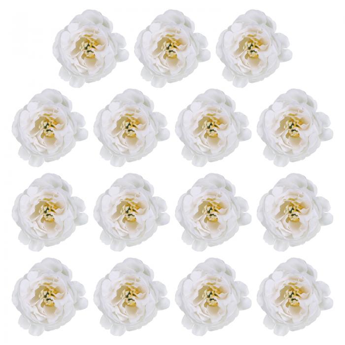 PATIKIL 造花ヘッド 15個入り 造花ヘッドバルクシルク牡丹ヘッドシミュレーションフラワーブーケ花輪結婚式の装飾用 ホワイト