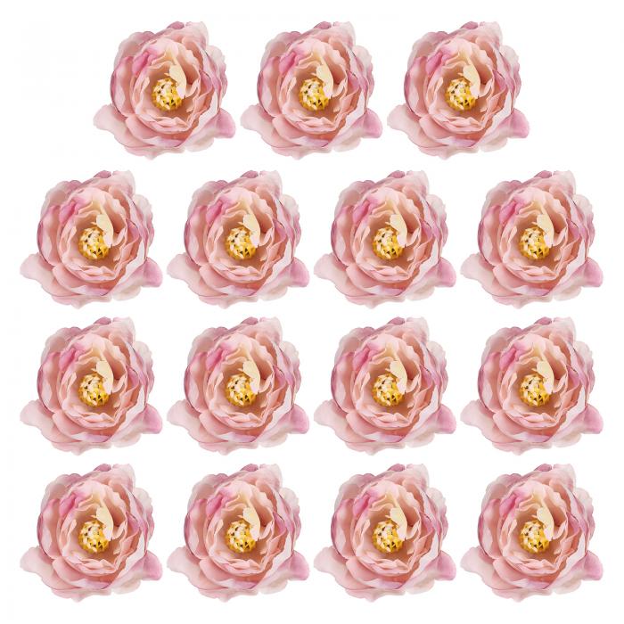 PATIKIL 造花ヘッド 15個入り 造花ヘッドバルクシルク牡丹ヘッドシミュレーションフラワーブーケ花輪結婚式の装飾用 パープル