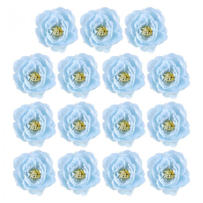 PATIKIL 造花ヘッド 15個入り フェイクフラワーヘッド バルクシルク牡丹ヘッド シミュレーションフラワー ブーケ 花輪 結婚式の装飾用 ライトブルー