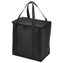 PATIKIL 33 x 20.5 x 35.5 cm 断熱再利用可能な食料品バッグ 食品配達断熱クーラートートバッグ ジッパー付き 折りたたみ可能 ホットコールド輸送ショッピング用 ブラック