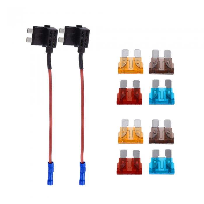 ACROPIX 追加回路 12V 標準ヒューズタップホルダーアダプター ユニバーサル 2個 5A 7.5A 10A 15A ATC ブレード型ヒューズ プラスチック ブルー 1セット