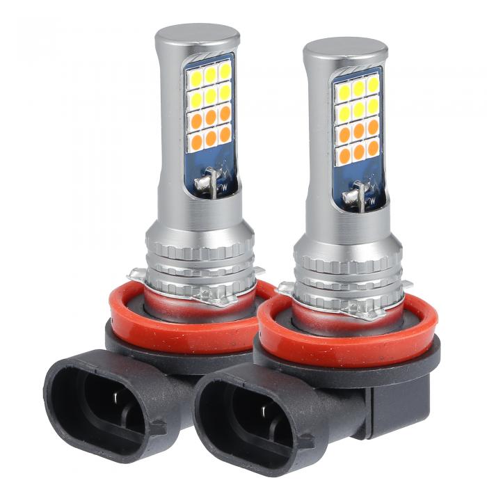 A ABSOPRO フォグランプ 車のフォグランプ ハイパワー3030 チップセット搭載 LED電球デュアル DRLテールライト用 24S MD H8/H11 アルミニウム プラスチック カラー6000K イエロー レッド 2セット