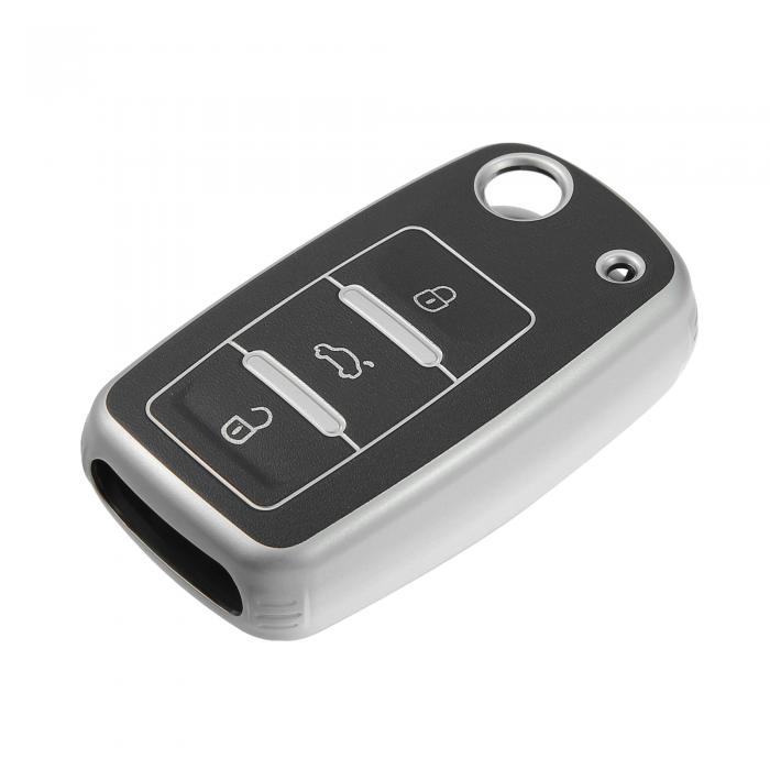 A ABSOPRO 3ボタンスマートリモートキーシェル Volksw agenに対応 Tiguanに対応 2009-2017 プロテクター TPU ブラック