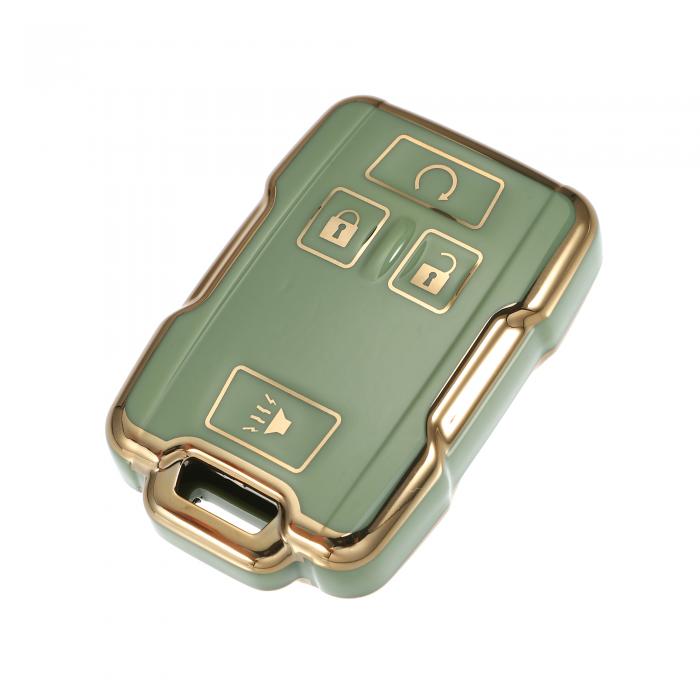 A ABSOPRO キーフォブカバー Che vyに対応 Chevr oletに対応 Colorado Suburbanに対応 4ボタン ゴー ルドトーン エッジファッション ソフトTPU グリ ーン リモートキーレススマートキーフォブケース保護シェル