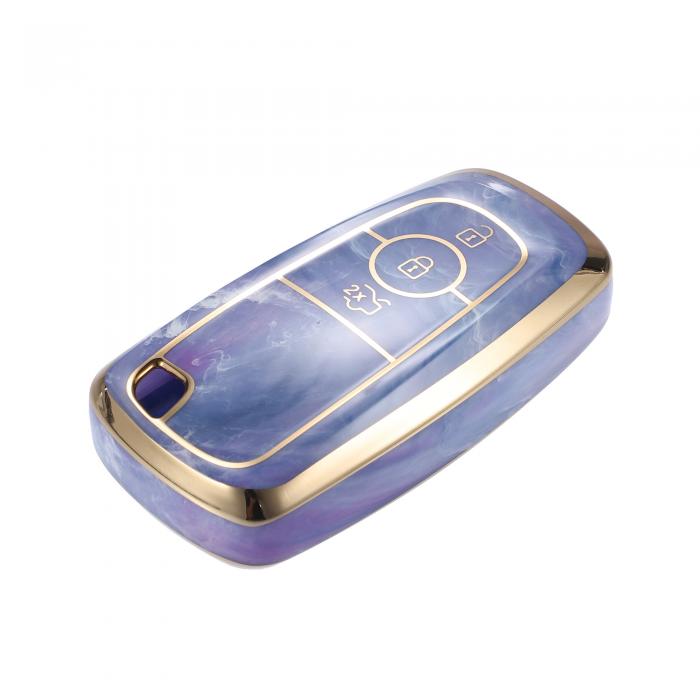 A ABSOPRO キーフォブカバーケース Fo rdに対応 Exp lorer Ecosportに対応 ソフトTPU 3ボタン パープル リモートキーレススマートキーフォブケース保護シェル