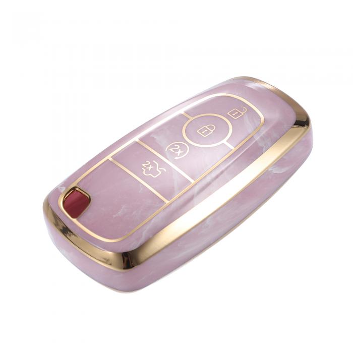 A ABSOPRO キーフォブカバーケース Fo rdに対応 Exp lorer Ecosportに対応 ソフトTPU パープル 4ボタン リモートキーレススマートキーフォブケース保護シェル