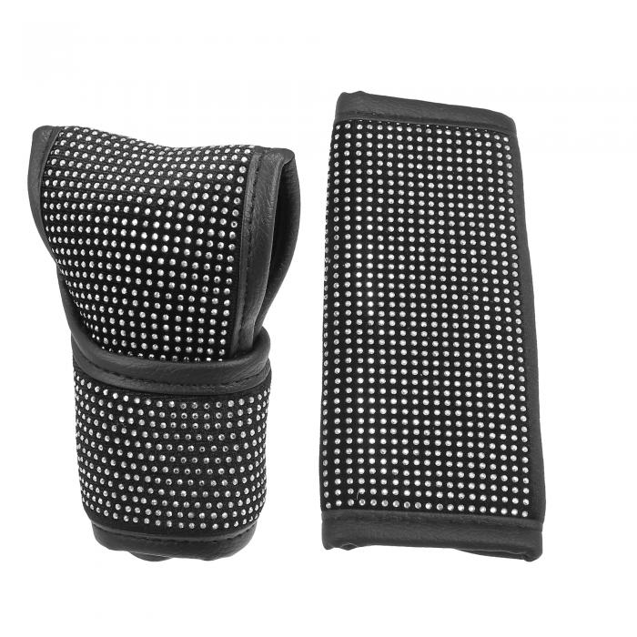 A ABSOPRO ユニバーサル車のハンドブレーキカバー ブリンブリンラインストーン ギアシフトノブ装飾カバ..