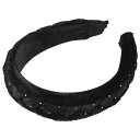 VOCOSTE ヘッドバンド ベルベット ツイストブレードヘッドバンド ファッションヘアバンド 女性用 滑り止め 1個 ブラック