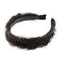 VOCOSTE ヘッドバンド 人工毛 編み込みヘッドバンド ヘアフープ 女性と女の子用 4.2 cm幅 1個 濃い茶色