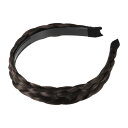 VOCOSTE ヘッドバンド 人工毛 編み込みヘッドバンド ヘアフープ 女性と女の子用 3 cm幅 1個 濃い茶色