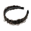 VOCOSTE ヘッドバンド 人工毛 編み込みヘッドバンド ヘアフープ 女性と女の子用 4.8 cm幅 1個 濃い茶色
