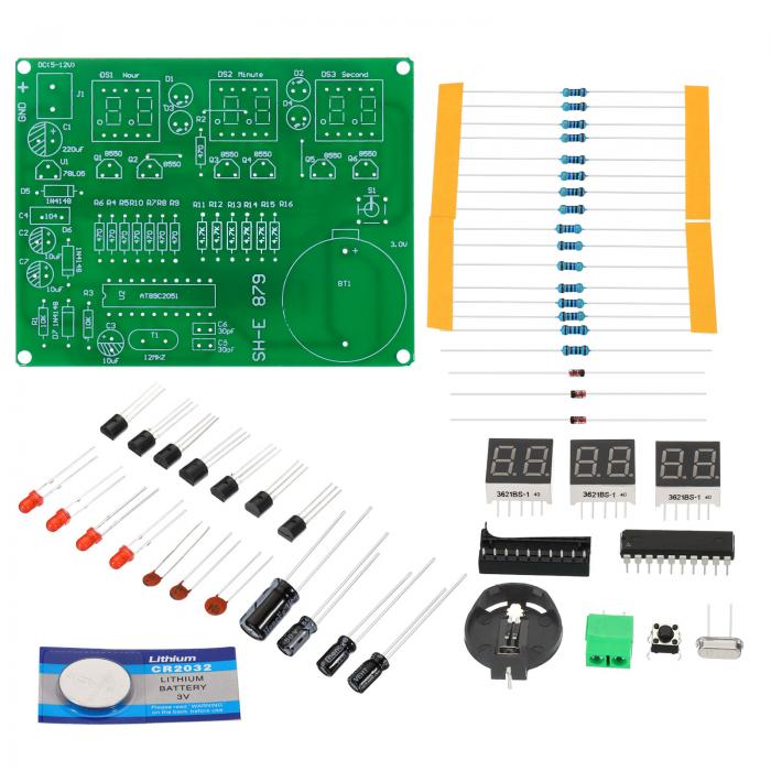 PATIKIL はんだ付け練習ボード 1セット エレクトロニクスキット プロトタイプPCBボード DIY デジタル目覚まし時計溶接回路 SMT/S M D ボタン電池付き 実験用