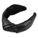 VOCOSTE ヘアバンド クロスノット PUレザー 女性用 滑り止め ファッションワイドヘッドバンド 13.4x4.4 cm 黒