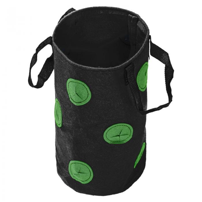 uxcell イチゴ栽培バッグ 3ガロン 12個の植え付け穴付き 吊り下げ フェルト生地 丸い植物コンテナ ブラ..