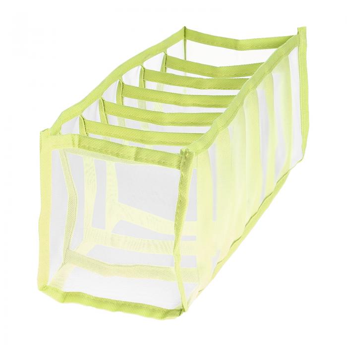 uxcell 下着引き出しオーガナイザー 7グリッド 折りたたみ式 靴下ブラパンツオーガナイザー 下着 パンツ ネクタイ 靴下用 ミドリ