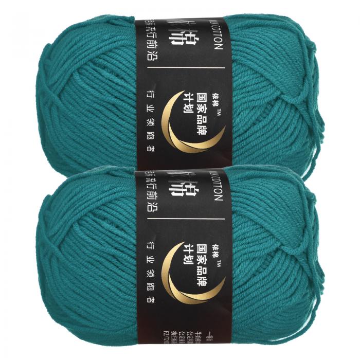 uxcell アクリル糸かせ 50g/1.76oz 柔らかい かぎ針編みの糸 編み物とかぎ針編みクラフトプロジェクト用 ダーク 緑 2個
