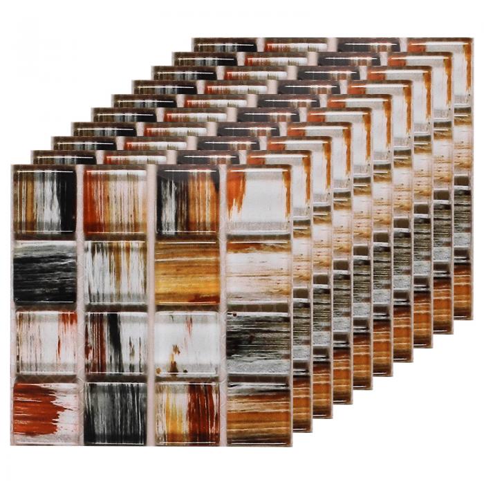 uxcell モザイクタイルステッカー 防水 小さいサイズ 自己粘着タイル壁紙装飾 キッチン バスルーム用 25個 100x100 mm マルチカラー