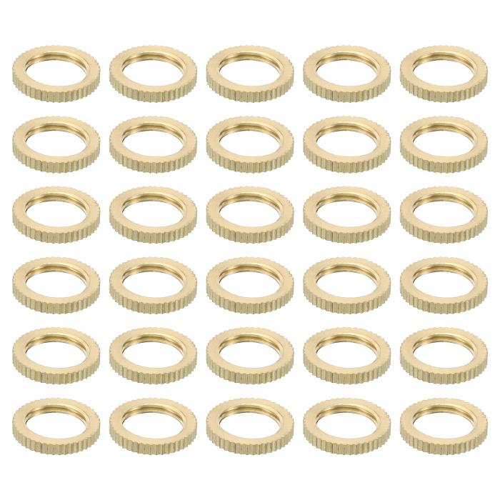 PATIKIL M10x1 真鍮ローレットロックナット 30個 丸型 平輪リングロックナット スムーズ 表面装飾 家具と照明用