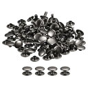 uxcell 100セット レザーリベット 12x8mm ダブルキャップリベット レザークラフト修理DIY財布ベルトバッグ靴用 ガ ン黒