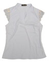 Allegra K ベーシックシャツ ブラウス ワークトップ オフィス レース キャップスリーブ レディース スカイブルー M(4)
