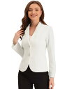 Allegra K ジャケット スーツブレザー ビジネス 通勤 オフィス 伸縮性 レディース ホワイト XL(4)