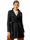Allegra K ロングコート レディース ウールコート チェスターコート シンプル 軽量 トレンチコート ロング丈 シャギーコート 着痩せ 厚手 冬 ブラック 3XL