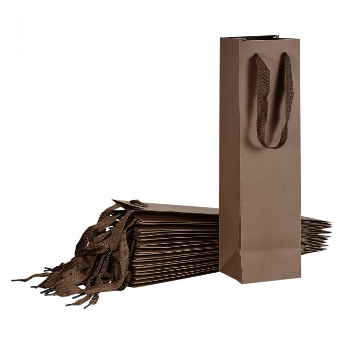 uxcell ワイン袋 ワインギフトバッグ 取っ手付き紙 ワイントートバッグ 結婚式 誕生日 クリスマス パーティー用品 24個 ブラウン 95x90x350m...