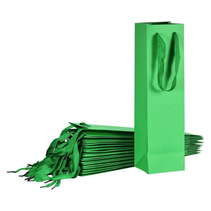 uxcell ワイン袋 ワインギフトバッグ 取っ手付き紙 ワイントートバッグ 結婚式 誕生日 クリスマス パーティー用品 24個 草緑 95x90x350mm