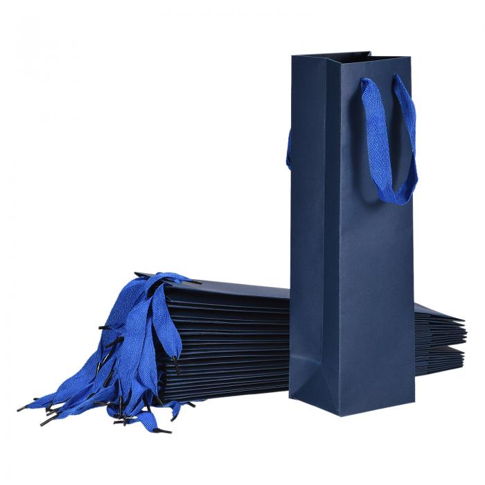 uxcell ワイン袋 ワインギフトバッグ 取っ手付き紙 ワイントートバッグ 結婚式 誕生日 クリスマス パーティー用品 24個 ダークブルー 95x90x35...