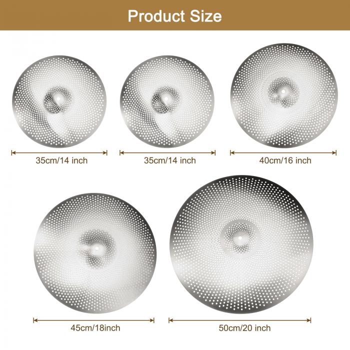 uxcell japanのuxcell ミュートシンバルセット 35 cm 40 cm 45 cm 50 cm 低音量プラクティスシンバル バッグ付き シルバー 5個｜アングル3