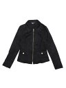 Allegra K ジャケット ショート ジップアップ モーターバイカーコート フェイクスエード レディース ブラック S