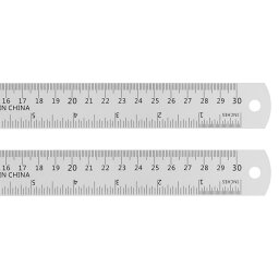 uxcell スチールルーラー　30cmメートル法英語定規　換算表付き　小さな金属定規セット　直定規ミリ定規測定ツール　測量図面用　2個入り