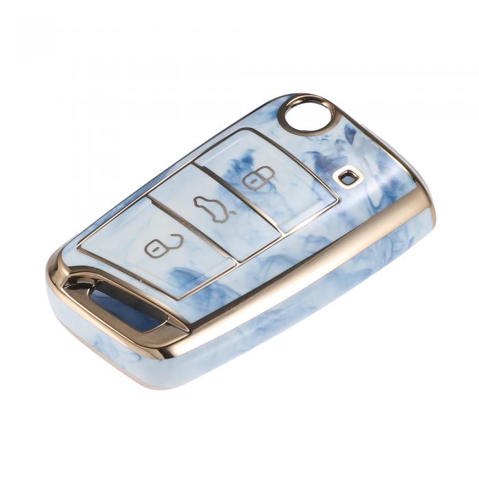 uxcell 3 ボタン リモート キー フォブ ケース カバー Volksw agenに対応 Golf 7 Polo 2G 6R 6C 耐久性のある TPU リモート キー プロテクター ブルー