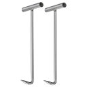 uxcell Tハンドルミート骨抜きフック 380 mm Tフック ステンレス キッチン 肉屋 レストラン バーベキューツール用 シルバー 2個