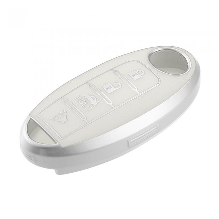 uxcell キーフォブシェルカバーケース 4ボタン スマートキーレスエントリー キーフォブプロテクター nis sanに対応 Altimaに対応 2007-2020 フレキシブル TPU ホワイト