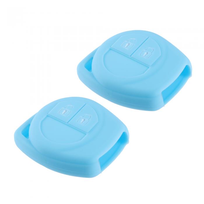 uxcell キーフォブケースカバー リモートキーケースプロテクター Suzukiに対応 2ボタン 耐久性 シリコーン スカイブルー 2個