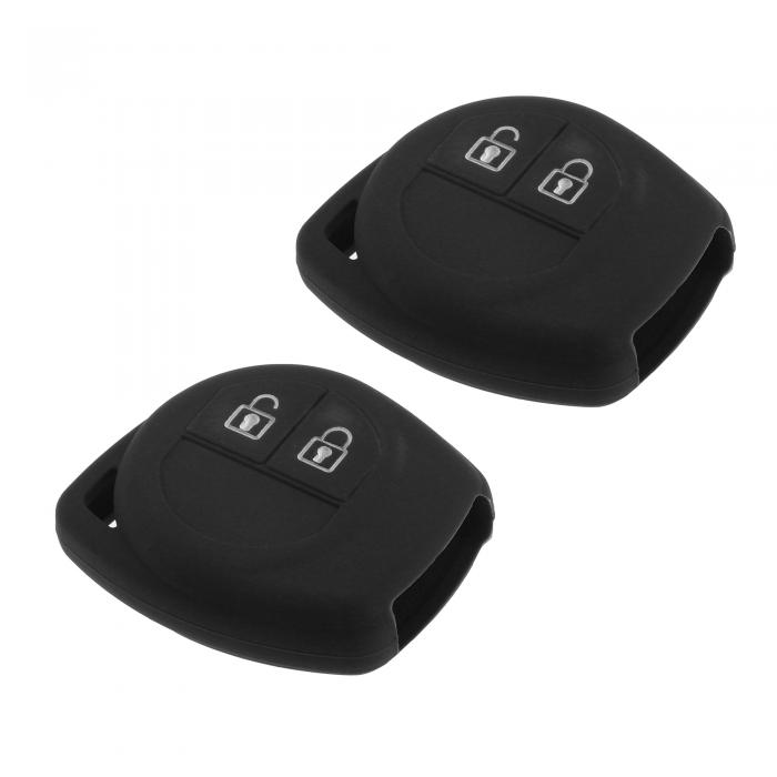 uxcell キーフォブケースカバー Suzukiに対応 2ボタン 耐久性 シリコーン ブラック リモートキーケースプロテクター 2個