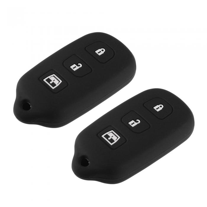 uxcell キーフォブケースカバー リモートキーケースプロテクター Toy otaに対応 4Runnerに対応 1999-2009 4ボタン 耐久性 シリコーン ブラック 2個