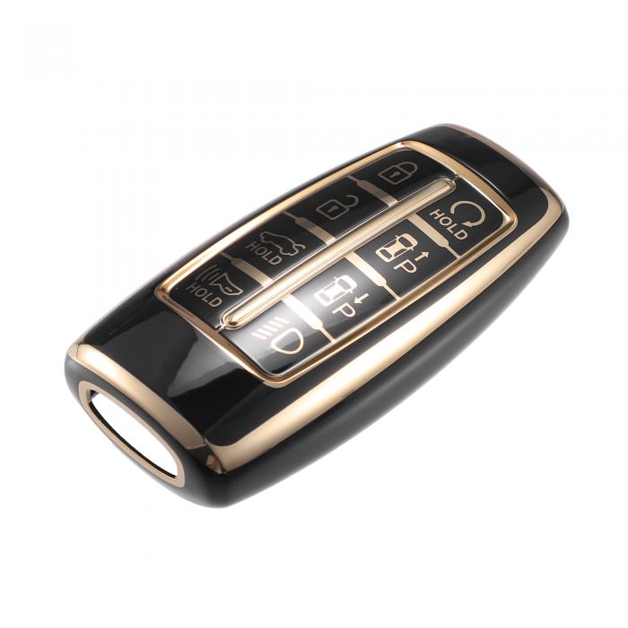 uxcell キーフォブカバー Hyundaiに対応 G80 Gv80 対応 8ボタン エッジ ファッション ソフト TPU リモートキーレス スマート キーフォブケース 保護 ブラック