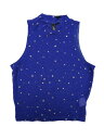 Allegra K タンクトップ キャミソール プリントトップス スター メッシュ ノースリーブ 星柄 シースルー レディース ロイヤルブルー M
