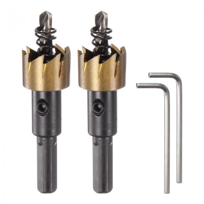 uxcell ホールソー 18.5 mm M35 HSS ハイス鋼 チタンコーティング ドリルビットカッターオープナー ステンレス鋼 アルミニウム合金 金属 木材 プラスチック用 2個