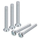 uxcell パンヘッドプラス機械ネジ 亜鉛メッキ 炭素鋼 十字頭ネジ 全ねじボルト #2-56x16mm 25個
