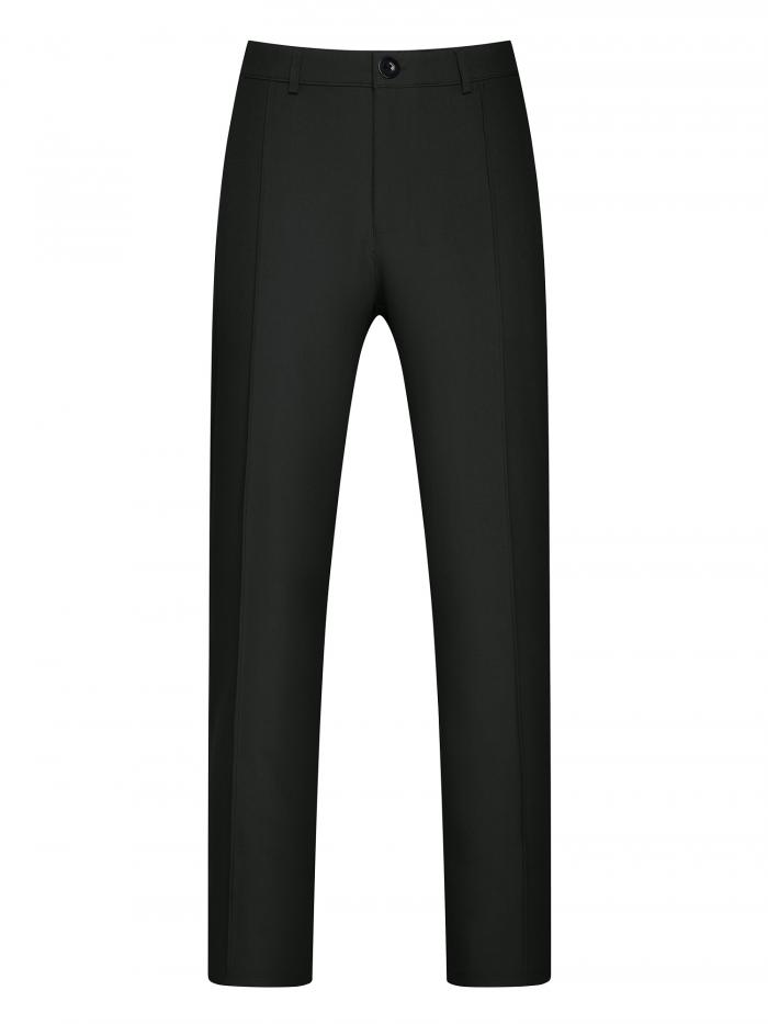 Lars Amadeus ロングパンツ 大きいサイズ 無地 フラットフロント ワーク オフィス ビジネス ドレスパンツ メンズ ブラック XL