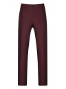 Lars Amadeus ロングパンツ 大きいサイズ 無地 フラットフロント ワーク オフィス ビジネス ドレスパンツ メンズ ブルゴーニュ XL
