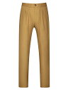Lars Amadeus ロングパンツ ビッグアンドトール プリーツフロント ビジネス フォーマル ドレスパンツ メンズ カーキ 40