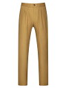 Lars Amadeus ロングパンツ ビッグアンドトール プリーツフロント ビジネス フォーマル ドレスパンツ メンズ カーキ 46