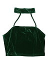 Allegra K キャミソール パーティー クロップ トップス ベルベット ホルター バックレス ノースリーブ パンク レディース グリーン M
