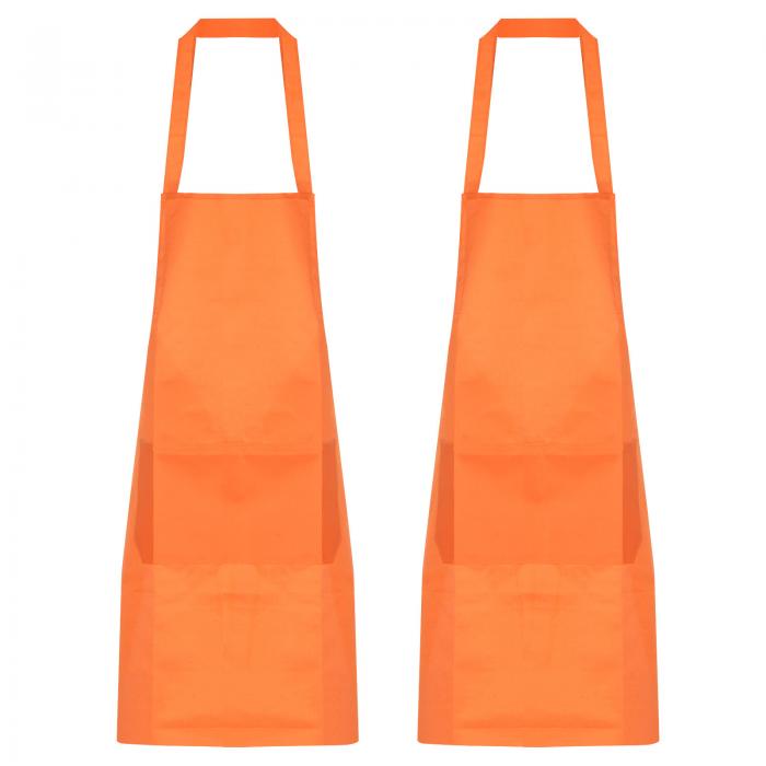 uxcell キッチン調理エプロン ポリエステルアートエプロン 陶器エプロン 防水 アーティスト絵画エプロン ポケット2つ付き 家庭 レストラン 工芸品 庭園 BBQ用 オレンジ 2個