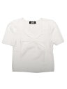 Seta T トップ Tシャツ 無地 夏 カットソー カジュアル ハートネック 半袖 リブニット レディース ホワイト XL